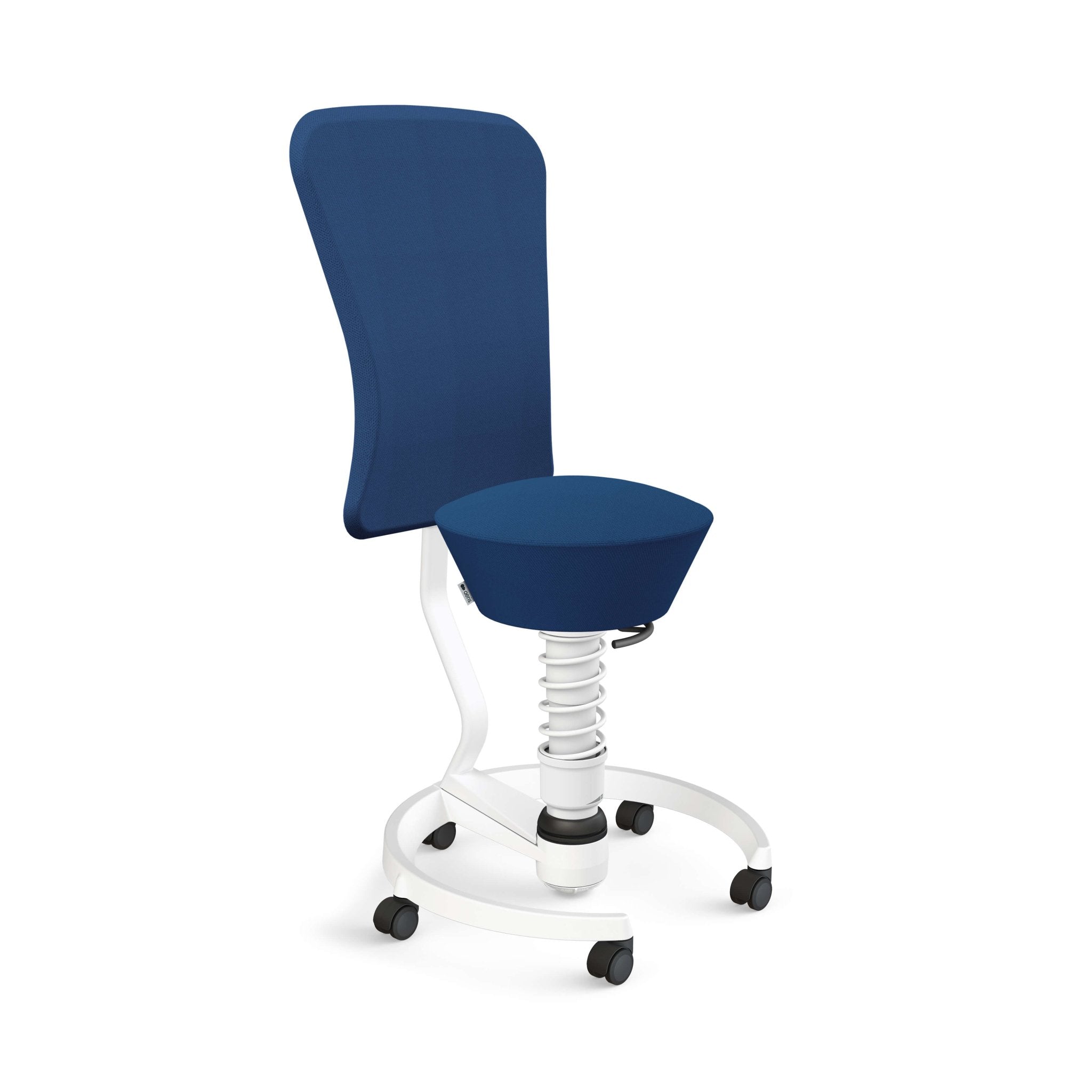 Aeris Swopper Active Sitting Chair with Adjustable Backrest & Casters - Ergonomic Office Stool for Home & Workplace - White - Perfect for Standing Desk Users & Back Pain Relief