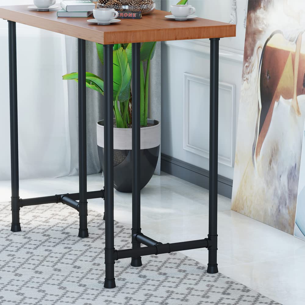 Industrial Pipe Counter Height Dining Table - Solid Wood Bar Table & Pub Table for Modern Dining Room, Office Desk or Laptop Workstation | Perfect for Home Bars, Cafes, and Small Space Living