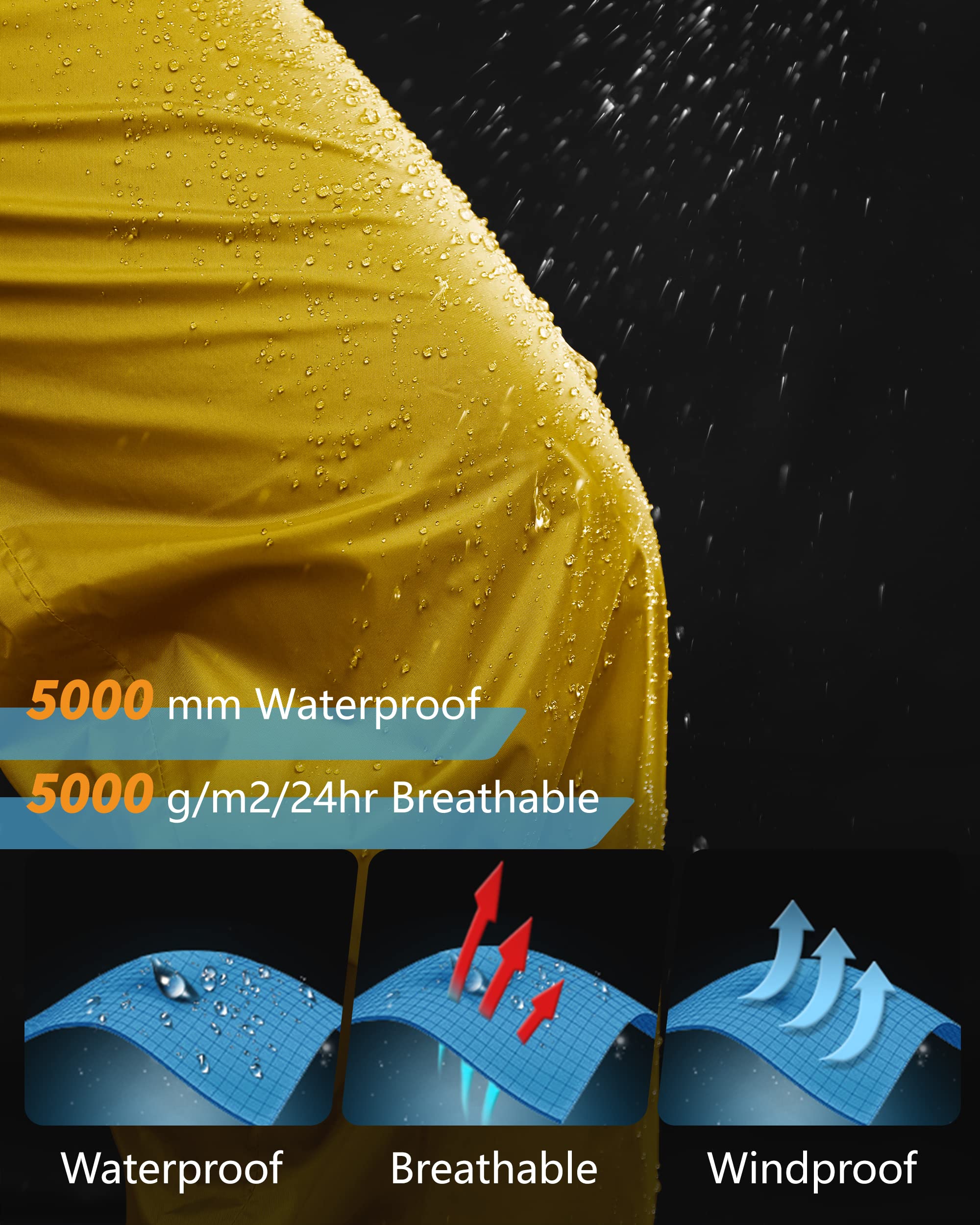 33,000ft Men's Waterproof Rain Pants - Windproof Outdoor Hiking & Fishing Over Pants for All-Weather Protection - Perfect for Camping, Backpacking and Wet Conditions