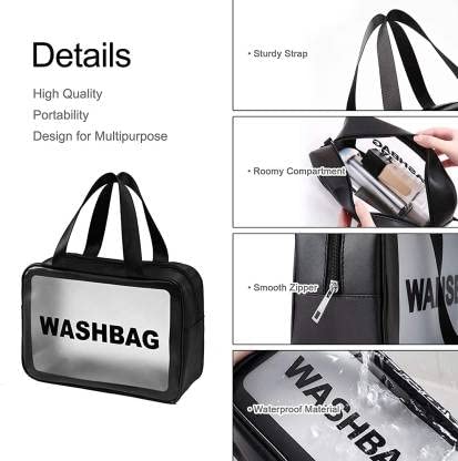 Waterproof PVC Cosmetic Bag for Travel & Home - Zippered Makeup Pouch for Cosmetics, Brushes & Accessories - Portable Toiletry Bag (Black) - Perfect for Gym, Beach & Daily Use