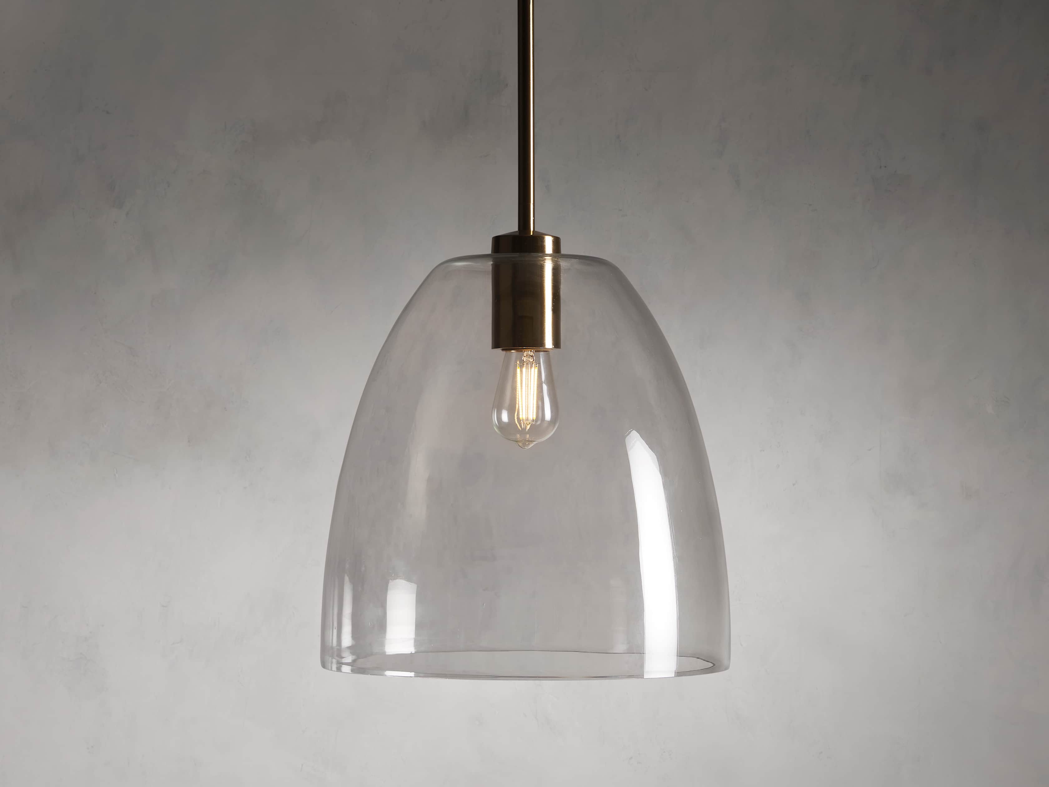 Bauer Cloche Pendant Light - Vintage Industrial Style Ceiling Lamp for Kitchen Island, Dining Room & Bedroom Lighting