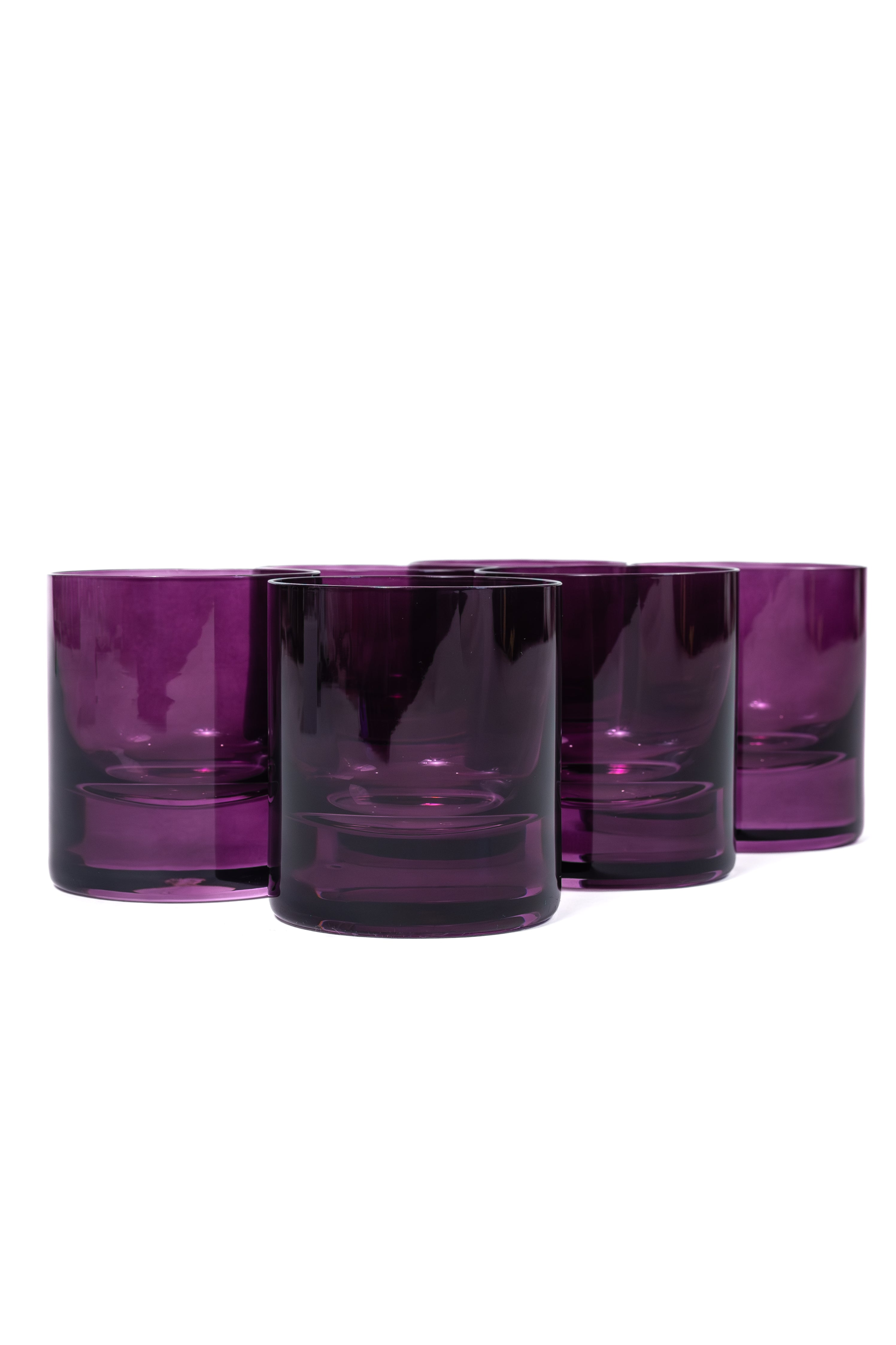 Estelle Colored Rocks Glass Set of 6 - Elegant Amethyst Tumbler Glasses for Whiskey, Cocktails & Iced Beverages - Perfect for Home Bars, Parties & Gifts