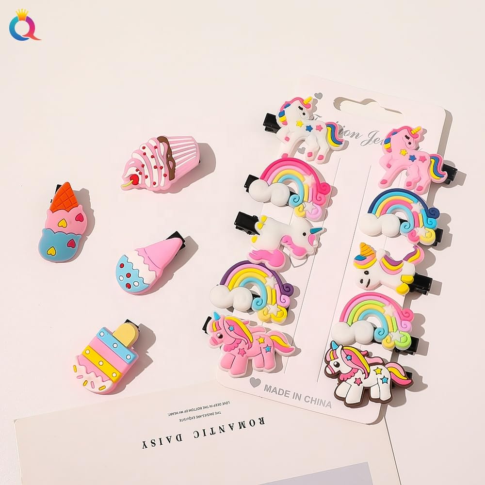 60 Pcs Kids Hair Clips Barrettes - Unicorn Ice Cream Candy Princess Hair Accessories Set for Toddlers Girls | Hair Grips Pins for School, Party, Daily Use