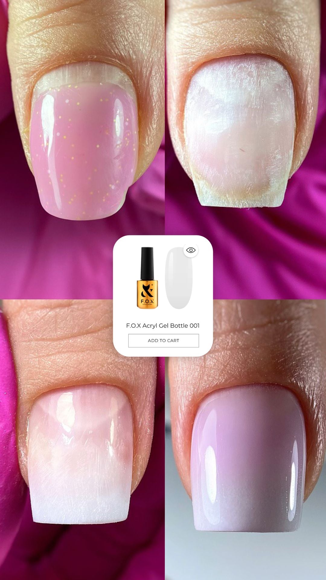F.O.X Acryl Gel Bottle 001 - 14ml Professional Nail Art Acrylic Paint for Salon & Home Manicure - Perfect for Nail Extensions, Designs, and DIY Nail Art