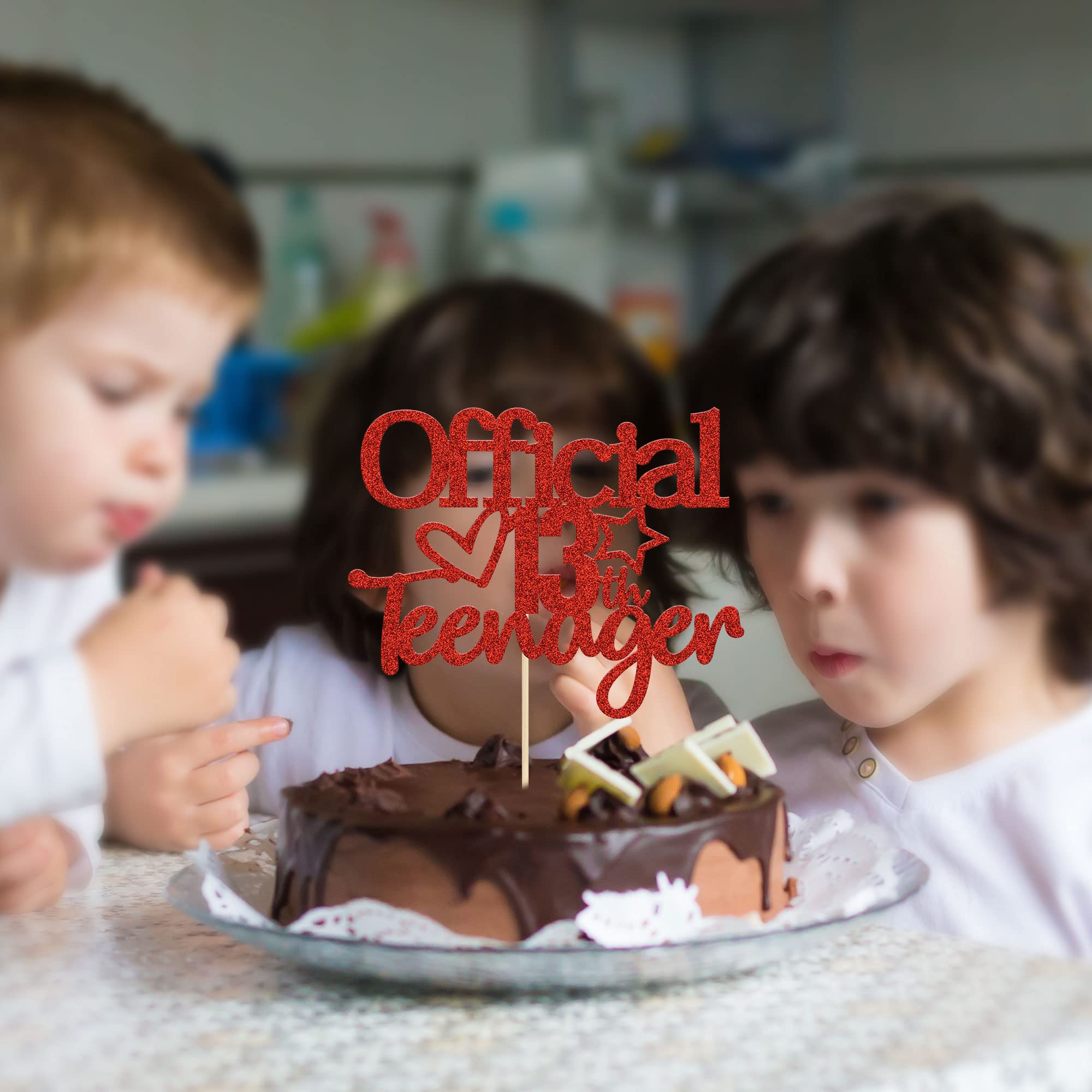 Gyufise 1 Pack Happy 13th Birthday Cake Topper - Cheers to 13 Years Party Decoration for Boys & Girls | Teen Birthday Party Supplies | Perfect for 13th Birthday Cakes, Teen Celebrations & Anniversary Parties (Red)