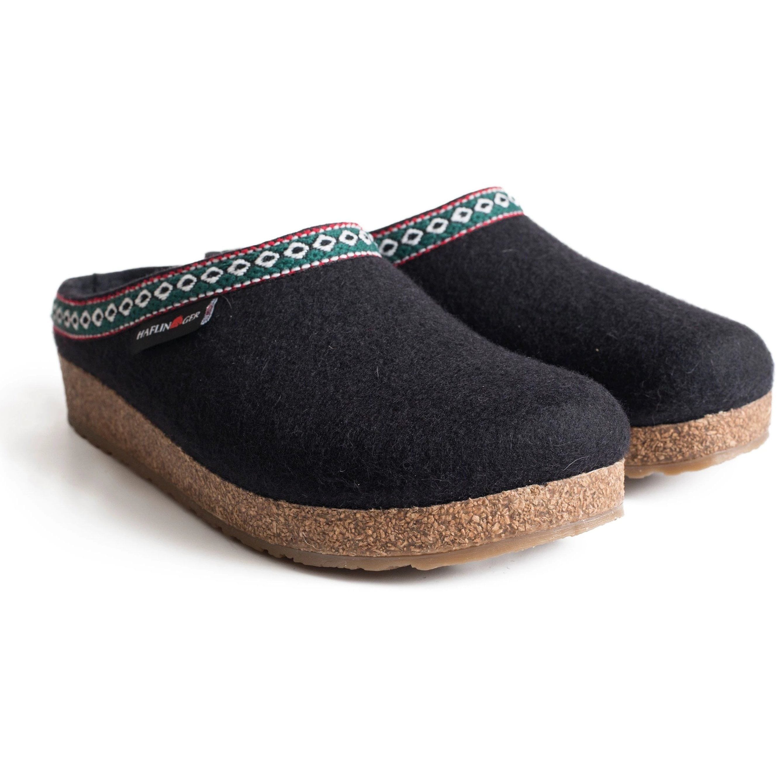 HAFLINGER GZ Open Back Clog - Comfortable Wool Slippers for Men & Women - Perfect for Home, Office & Indoor Use