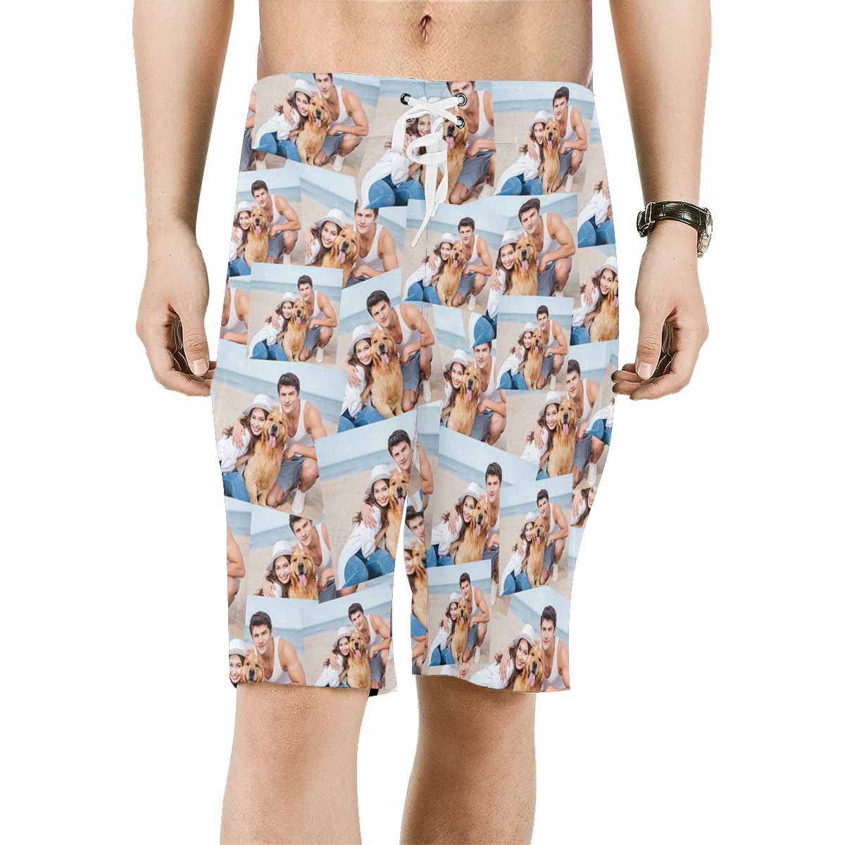 Custom Personalized Swim Trunks with Face Print - Men's Funny Beach Shorts with Wife's Photo - Quick Dry Swimwear for Pool, Beach Vacation & Summer Activities