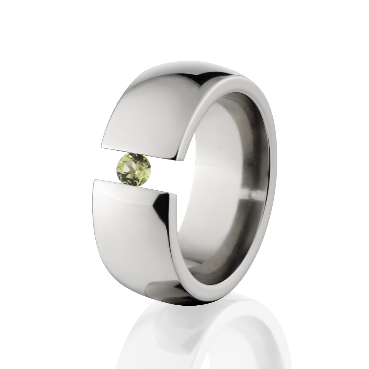 Peridot Titanium Tension Ring - Elegant Jewelry for Everyday Wear