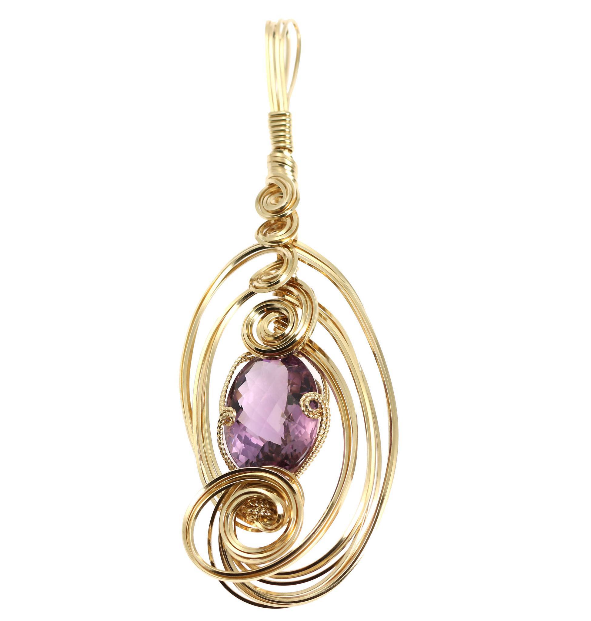 25.5 Carat Natural Amethyst Pendant - 14K Gold Filled Wire Wrapped Jewelry for Women - Perfect for Gifts, Meditation & Spiritual Healing