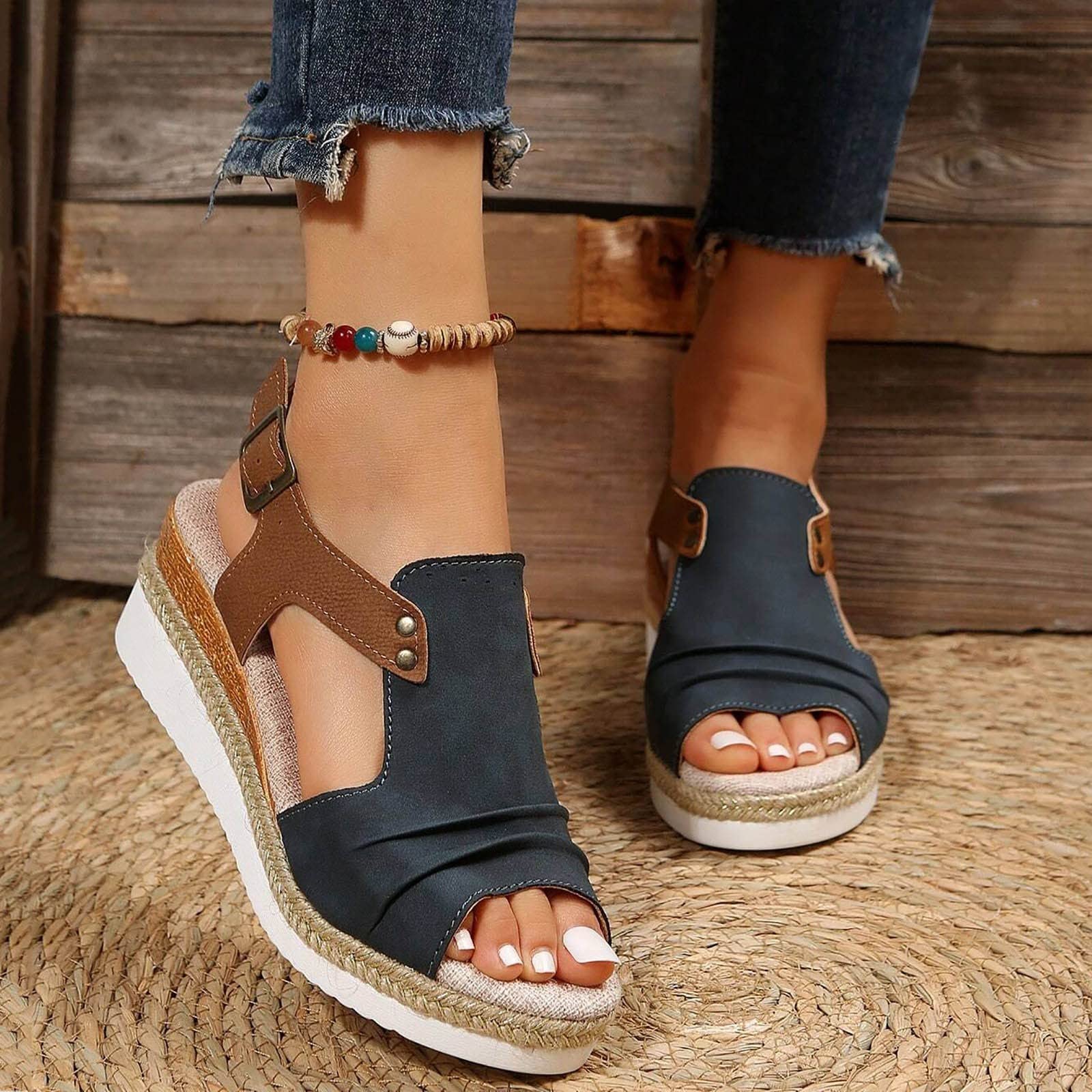 TUQIDEWU Women's Summer Espadrille Sandals - Dressy Open Toe Slip-on Platform Wedge Sandals for Women | Comfortable Casual & Beach Wear for Summer Outings, Vacations and Date Nights