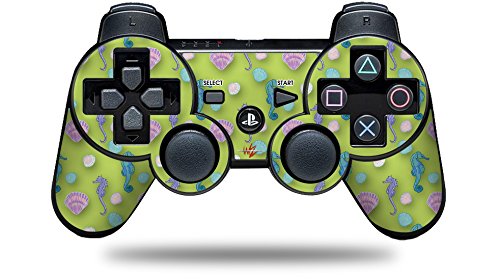 PS3 Controller Skin - Seahorses & Shells Sage Green for Gaming & Protection