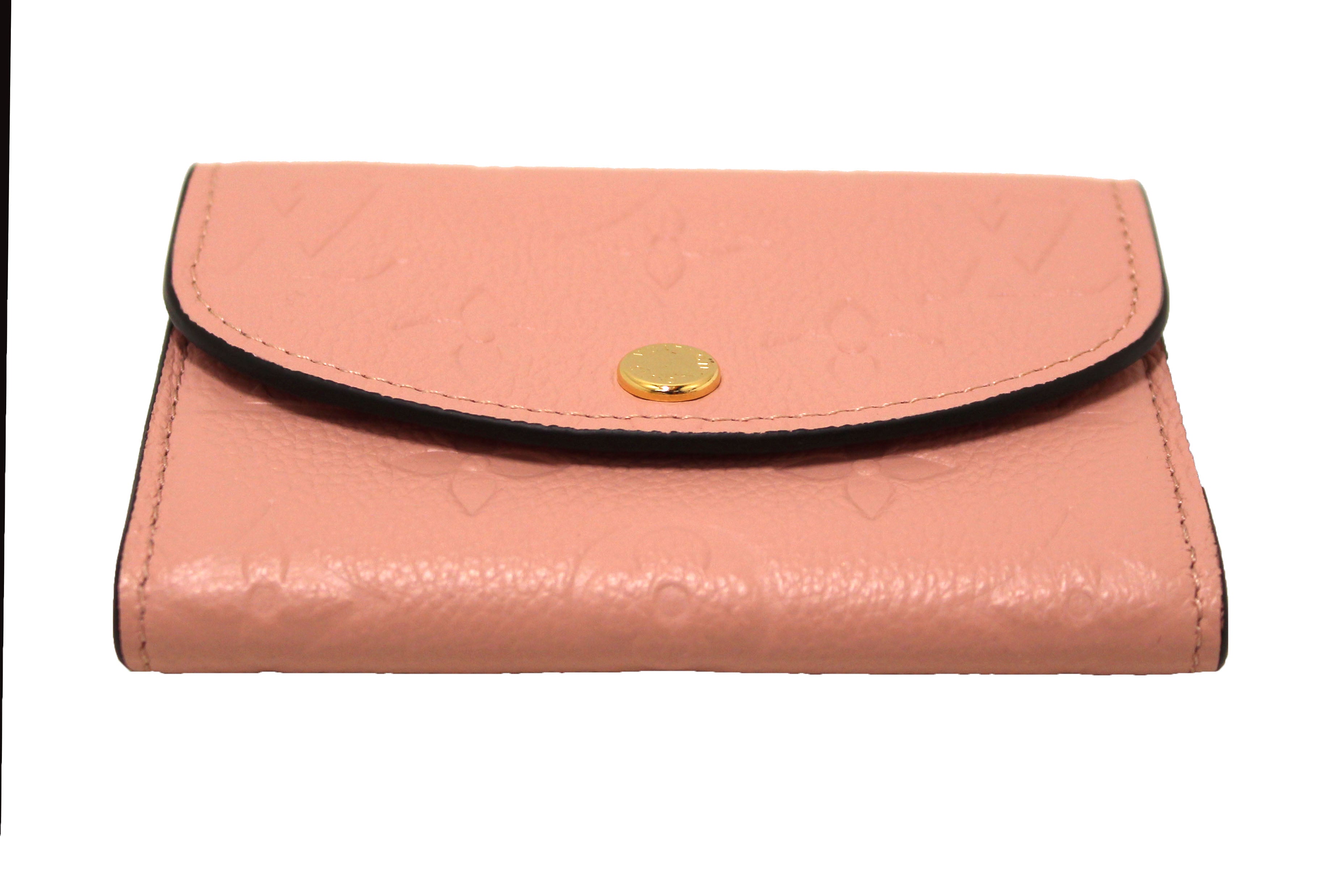 Authentic Louis Vuitton Pink Monogram Empreinte Leather Rosalie Coin Purse & Wallet - Stylish Compact Card Holder for Women, Perfect for Everyday Use, Travel & Gift Giving
