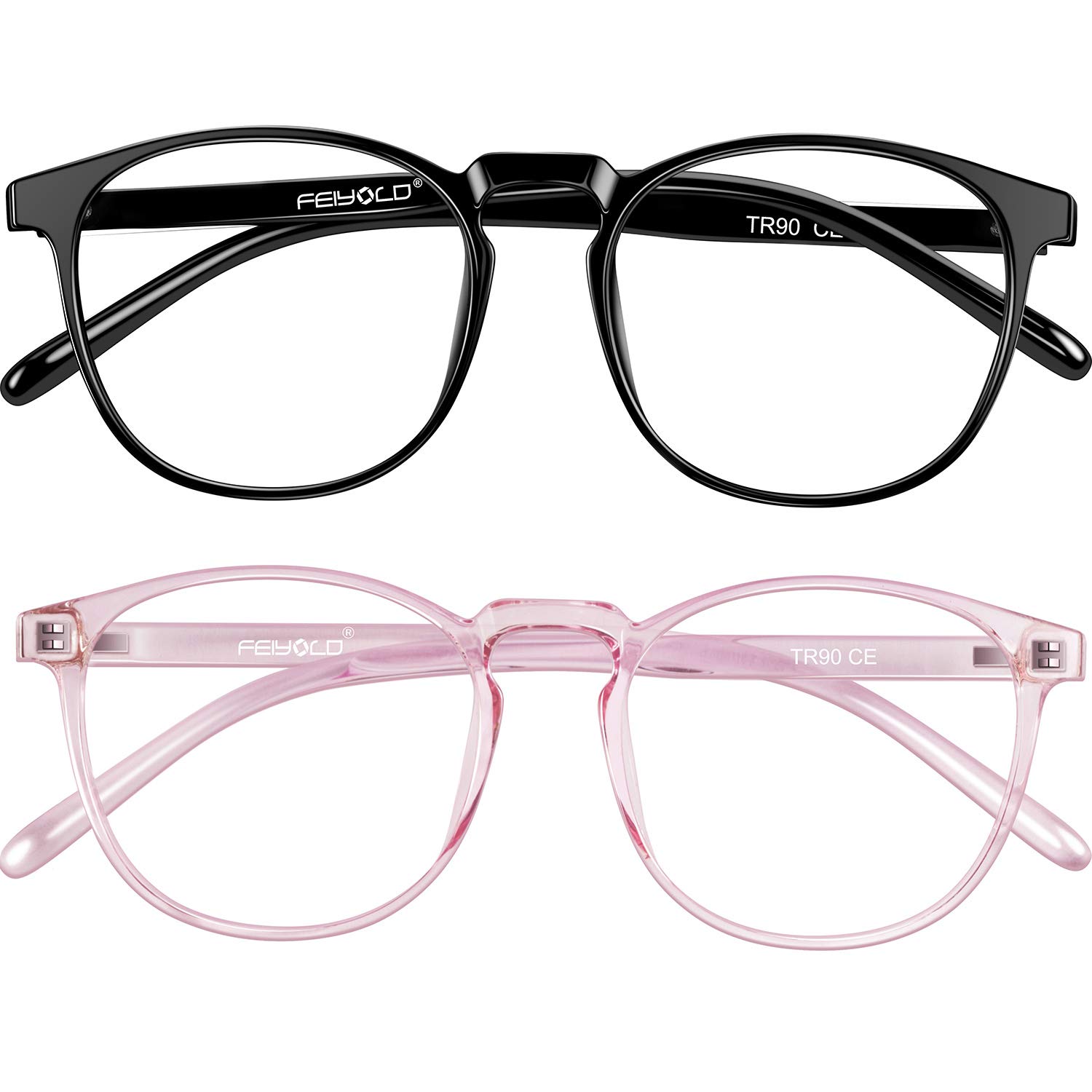 Blue Light Blocking Glasses for Women & Men - Anti Eyestrain Computer Glasses, Lightweight Gaming Glasses with UV Protection (2 Pack) - Perfect for Office Work, Online Classes & Nighttime Screen Use
