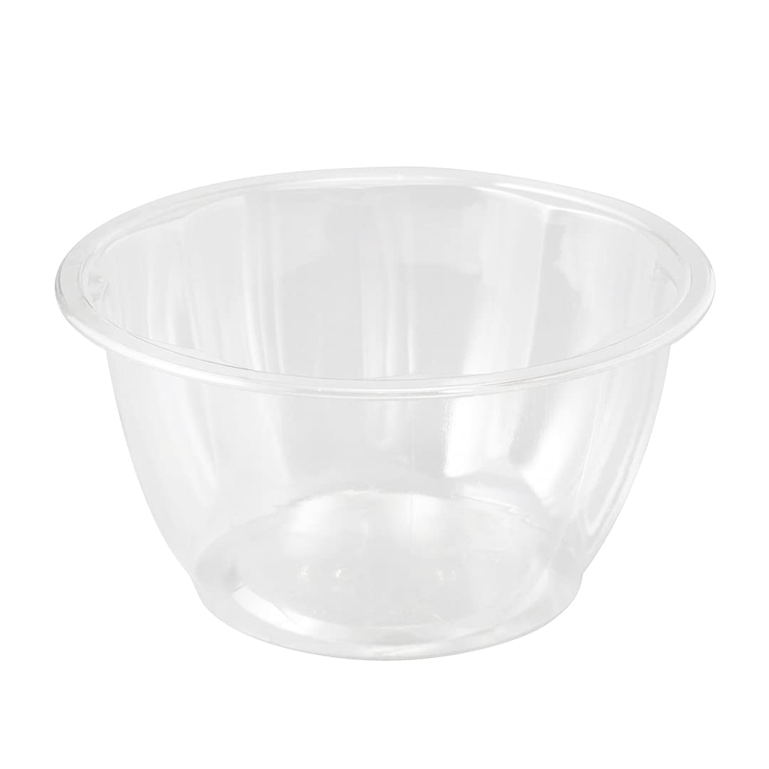 Restaurantware Thermo Tek 16oz Disposable Salad Bowls - 50 Pack Round Deli Containers | Crack & Leak Resistant | Sustainable Clear Plastic Food Bowls for Cold Foods (Lids Sold Separately) | Perfect for Restaurants, Catering & Meal Prep