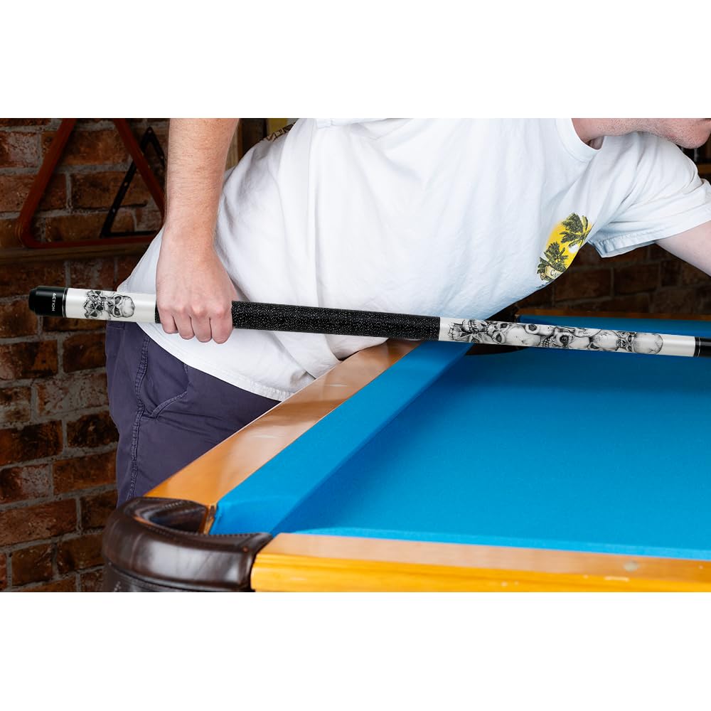 Action Skulls Adventure Pool Cue - 18 oz Weight - Premium Billiards Stick for Professional & Recreational Players - Perfect for Bars, Game Rooms & Pool Halls