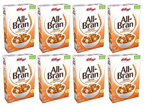 Kellogg's All-Bran Complete Wheat Flakes - High Fiber Breakfast Cereal for Healthy Digestion - 18oz Box (2 Count, Pack of 4) - Perfect for Busy Mornings & Family Breakfast