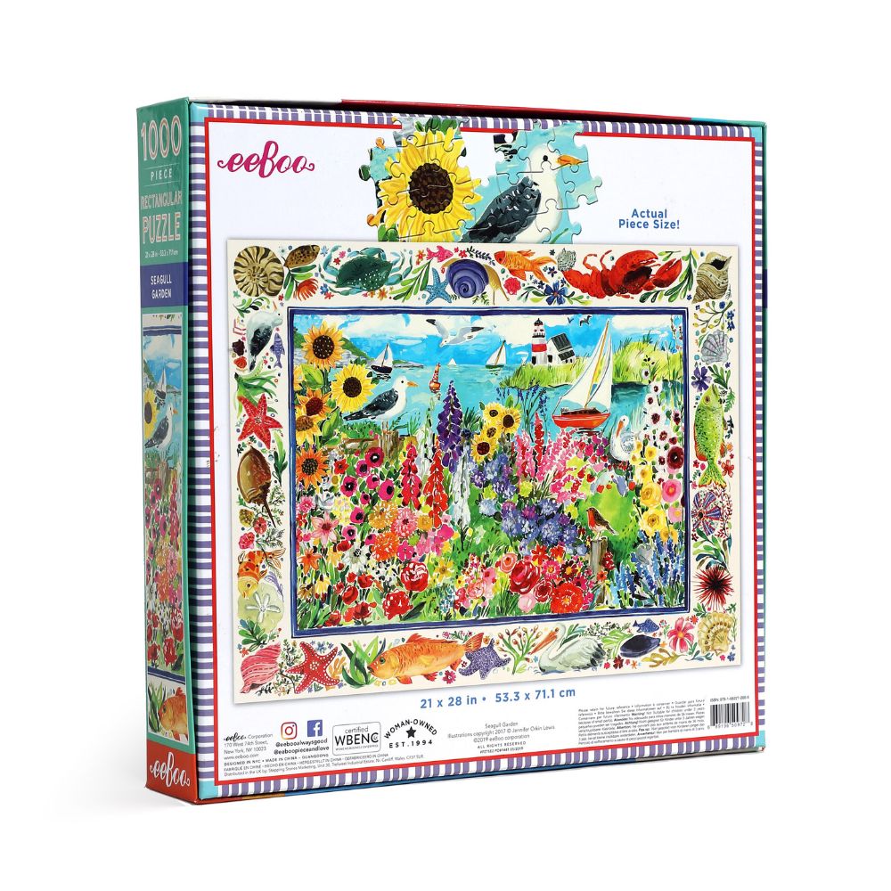eeBoo Seagull Garden 1000 Piece Jigsaw Puzzle for Adults - Beautiful Coastal Landscape Art for Home Decor, Relaxation & Family Game Night