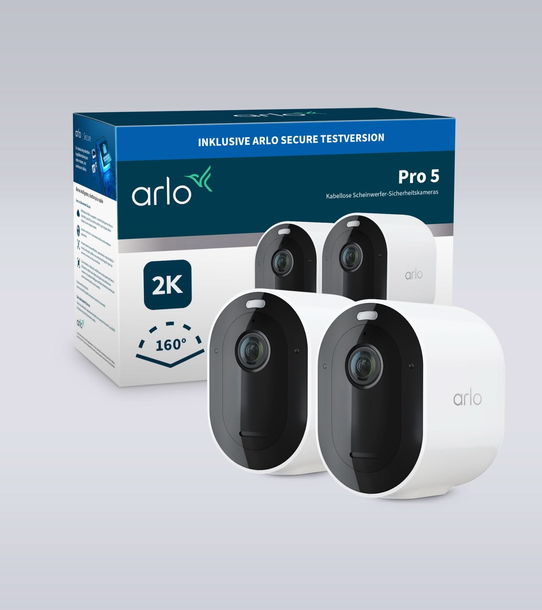 Arlo Pro 5 Security Camera System (2-Pack VMC4260P) - 2K Video, Wireless Outdoor/Indoor Home Surveillance - Ideal for Home, Office & Business Security Monitoring