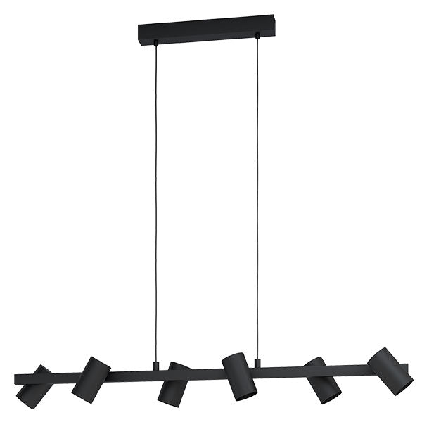 Eglo Gatuela E14 6-Light Black Pendant Light Fixture - Perfect for Dining Room, Kitchen Island, or Entryway Lighting