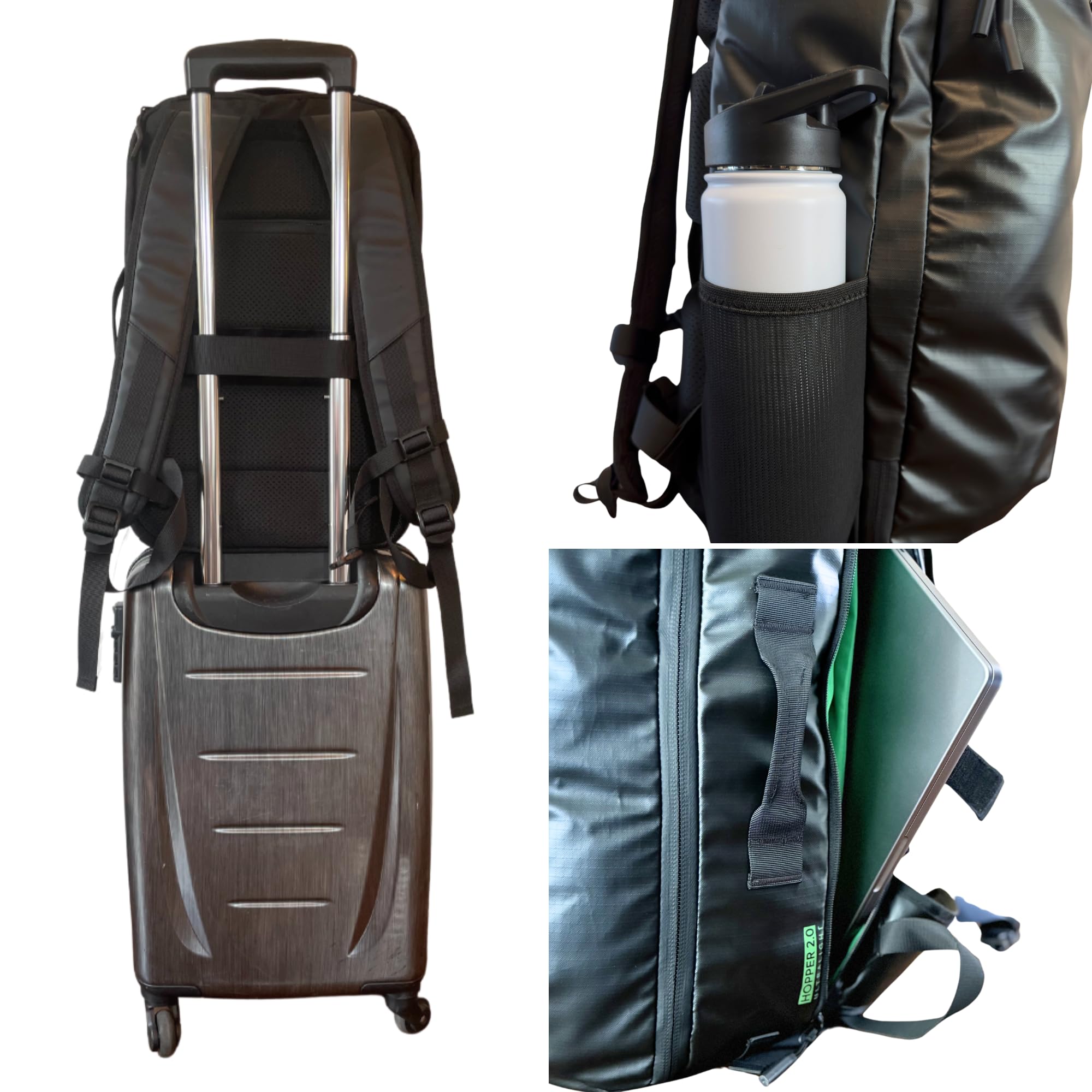 COR Surf Carry On Travel Backpack 28L - Ultralight Airline Approved Personal Item Backpack | Waterproof Matte Black Edition with Free S-Clip | Perfect for Island Hopping, Business Travel & Weekend Getaways