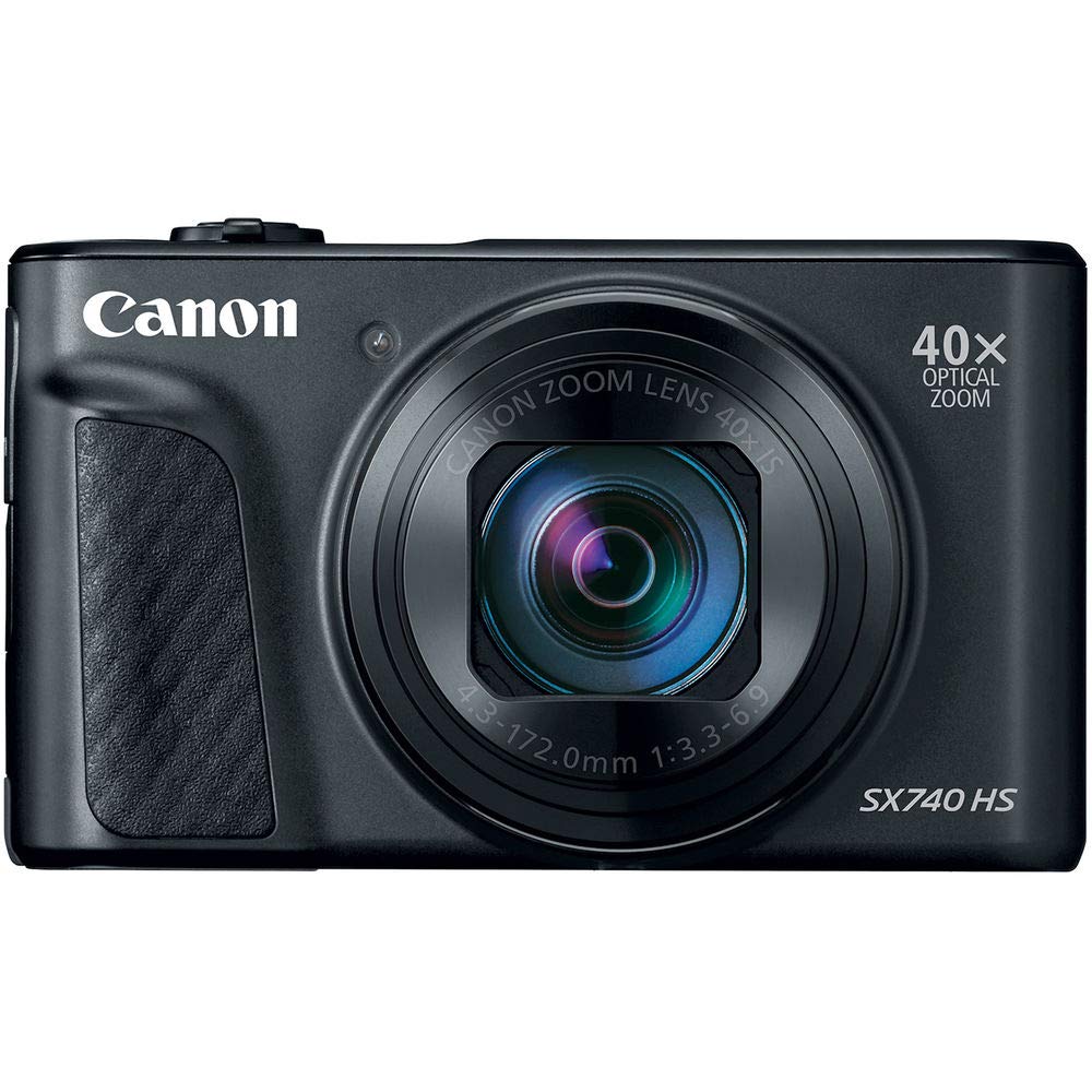 Canon PowerShot SX740 HS 20.3MP Digital Camera with 40x Optical Zoom (Black) | 64GB SD Card, Extra Battery, Tripod & Accessories Kit | Perfect for Travel Photography, Vlogging & Family Events (Renewed)