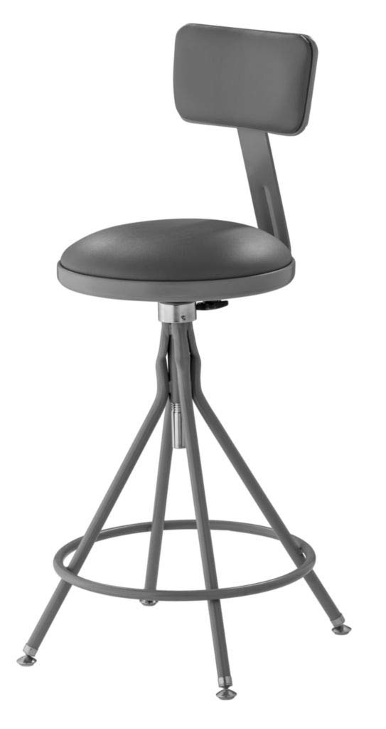 Heavy Duty Adjustable Height Swivel Bar Stool with Vinyl Padded Seat & Backrest - Commercial Grade Steel Frame for Kitchen, Bar & Office Use - NPS(R) National Public Seating (6524HB)