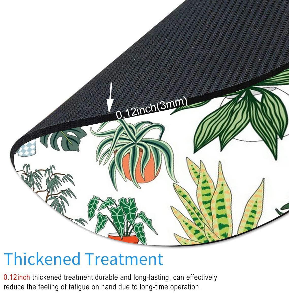 Ergonomic Round Mouse Pad with Non-Slip Rubber Base - Washable Gaming Mouse Mat with Lycra Cloth Surface - Cute Potted Plant Design for Office & Home Desk - Perfect for Wireless Mouse, Laptop & PC Gaming (Ideal for Work, Gaming & Daily Computer Use)