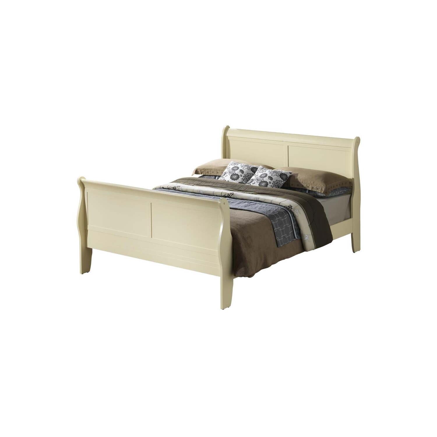 Glory Furniture Full Size Bed Frame in Beige - Modern Bedroom Furniture for Home, Apartment & Guest Room