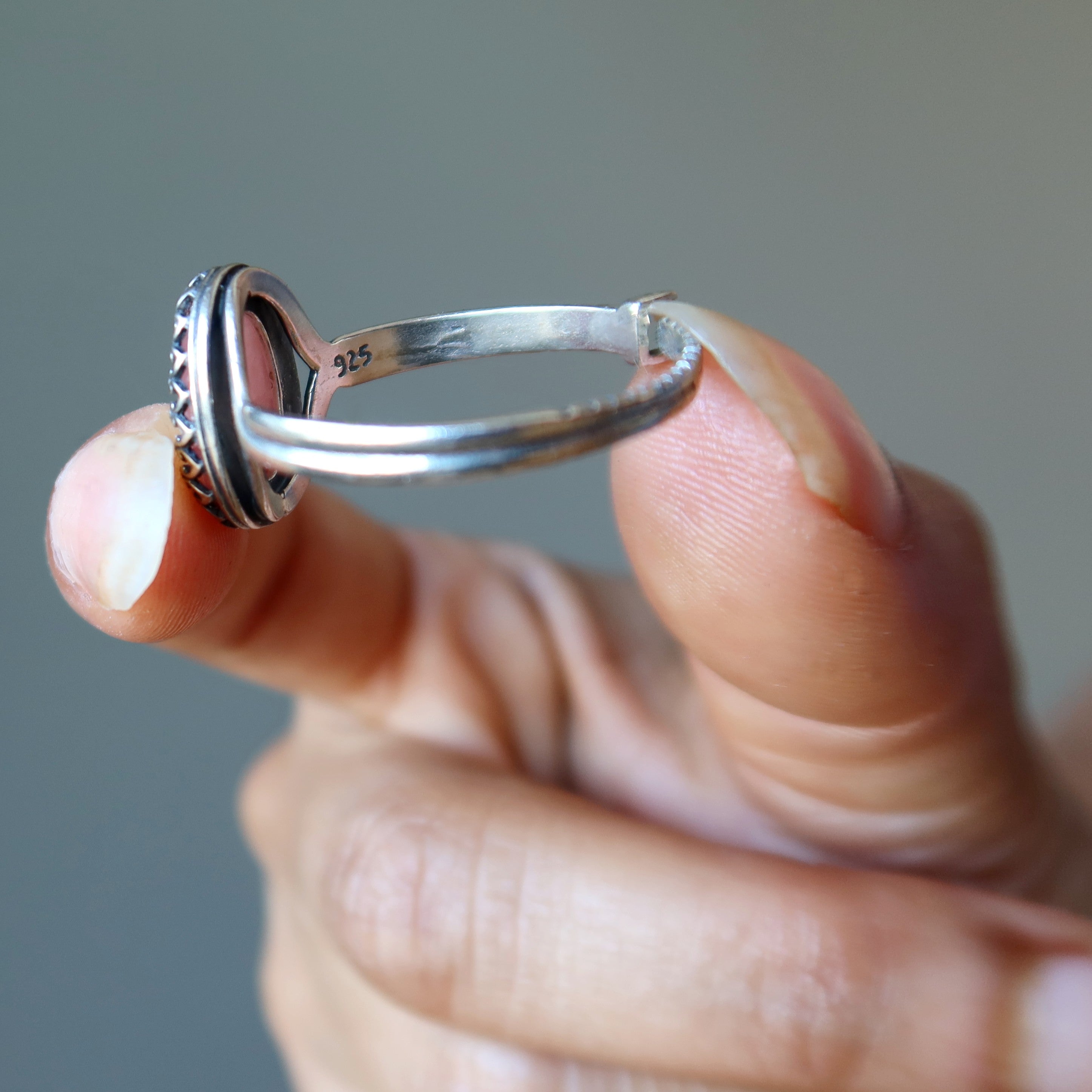 Rhodochrosite Ring - Venus Gem Sterling Silver Adjustable Size for Women | Elegant Healing Crystal Jewelry for Meditation, Gifts & Spiritual Energy