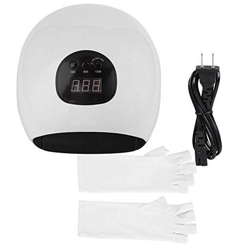 72W LED UV Nail Lamp Dryer - Fast Curing for Gel Polish Manicure & Pedicure | Professional Nail Art Tool with Free Gloves (White) | Perfect for Home Salon, Nail Shop & DIY Nail Care