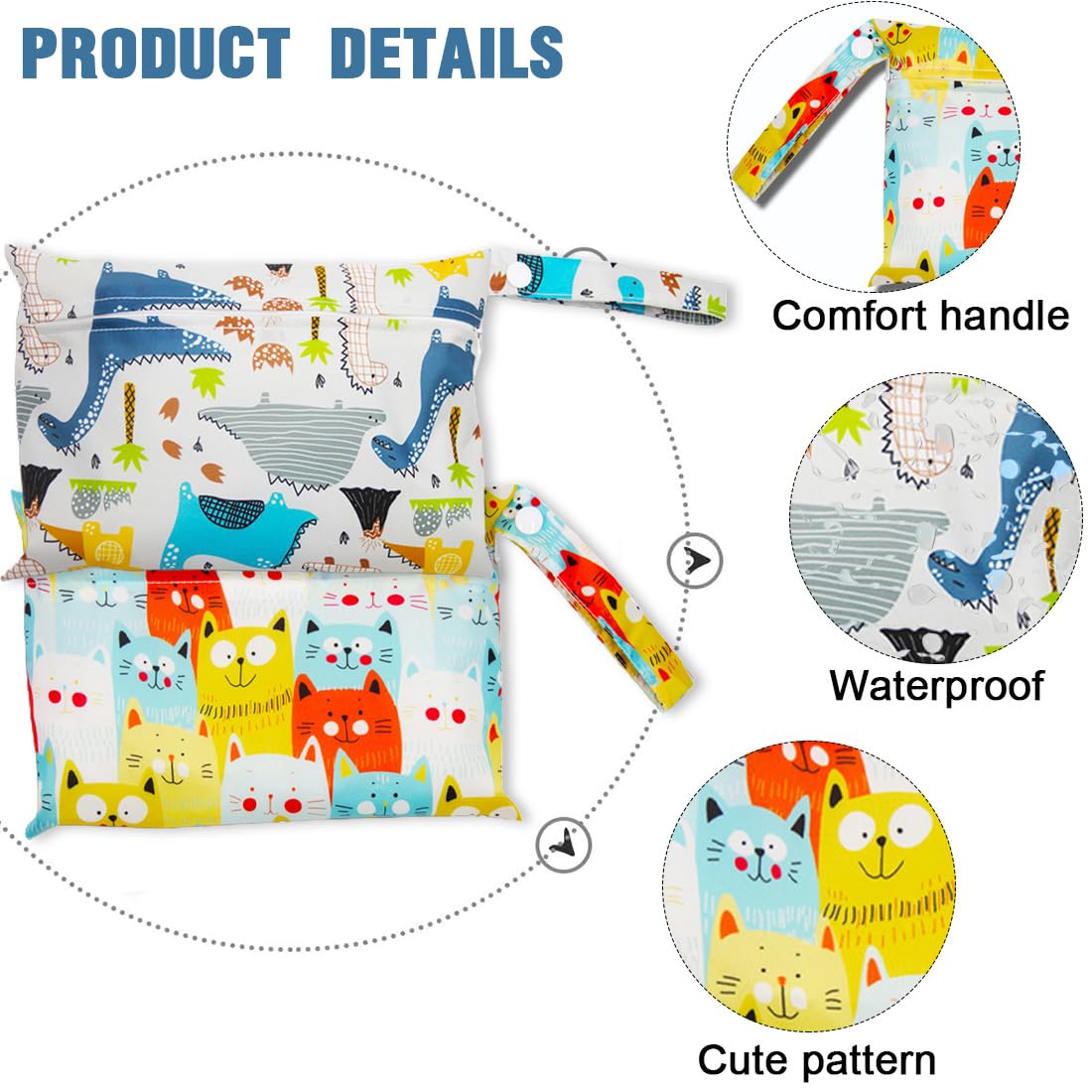 EODKSE 2 Pack Reusable Waterproof Washable Diaper Bags for Baby - Separate Wet/Dry Compartments, Multi-Functional Diaper Tote for Pool Outings, Travel & Daycare Essentials
