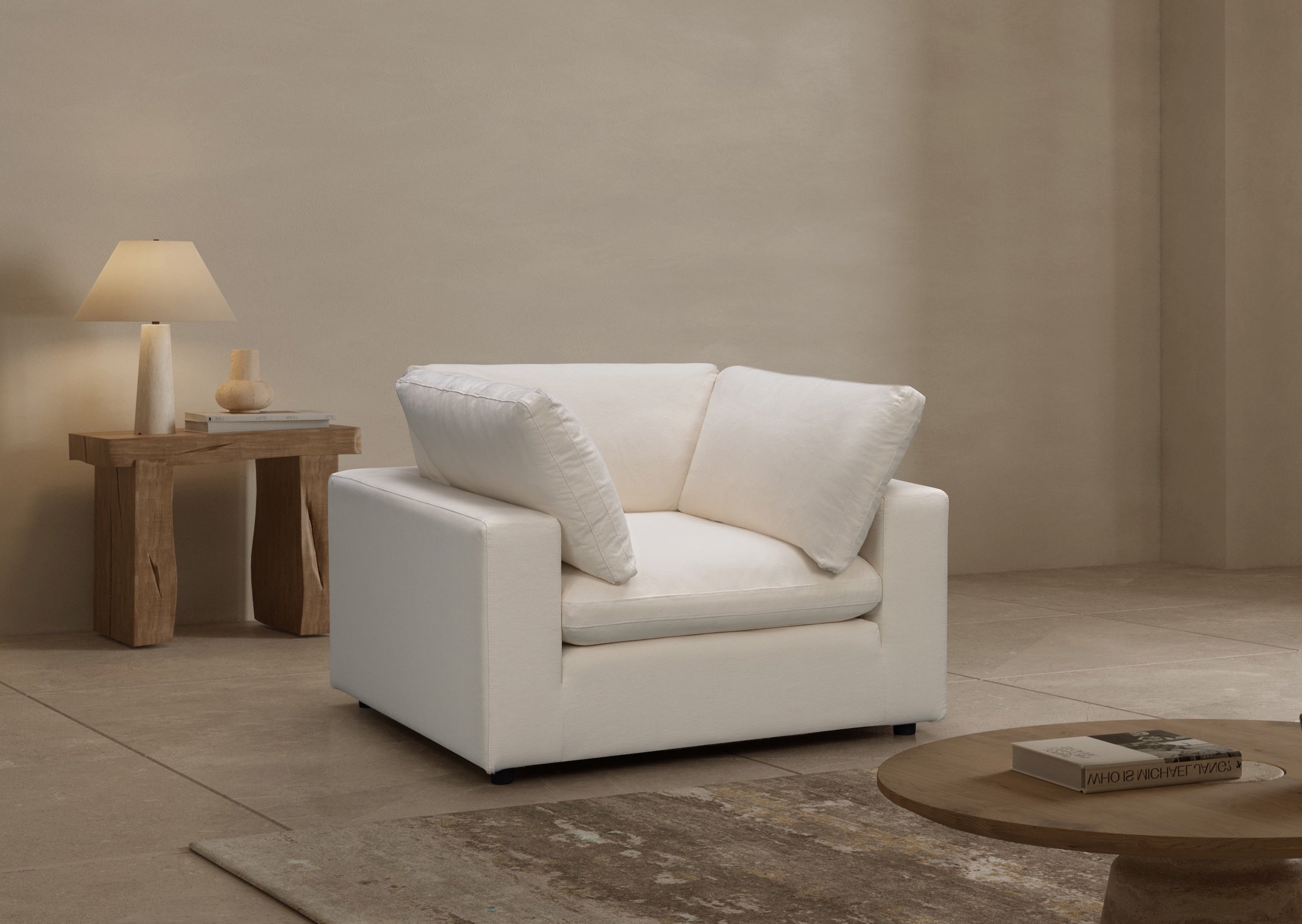 Modern Cali Lounge Chair in Sol Ivory - Stylish Accent Chair for Living Room, Bedroom, or Office - Perfect for Relaxing, Reading, and Home Decor