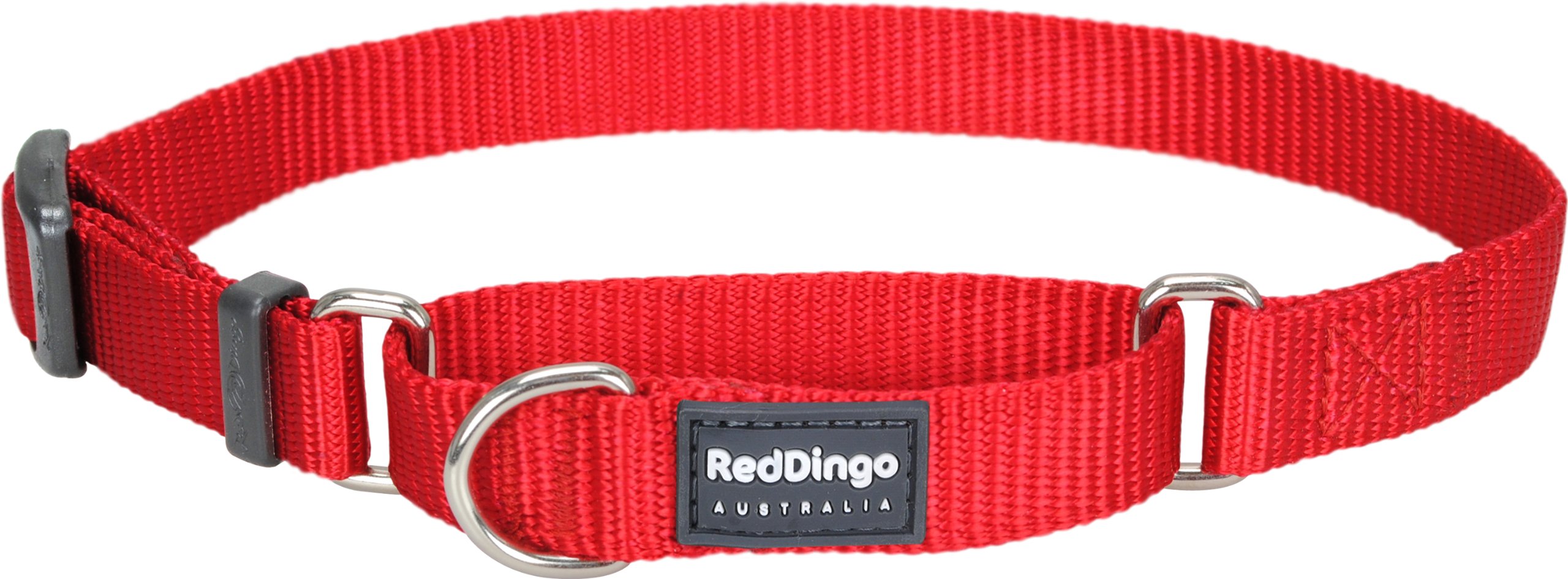 Red Dingo Classic Martingale Dog Collar - Adjustable Nylon Pet Collar for Medium Dogs, Secure & Comfortable Design, Vibrant Red Color - Perfect for Training, Walks & Everyday Use