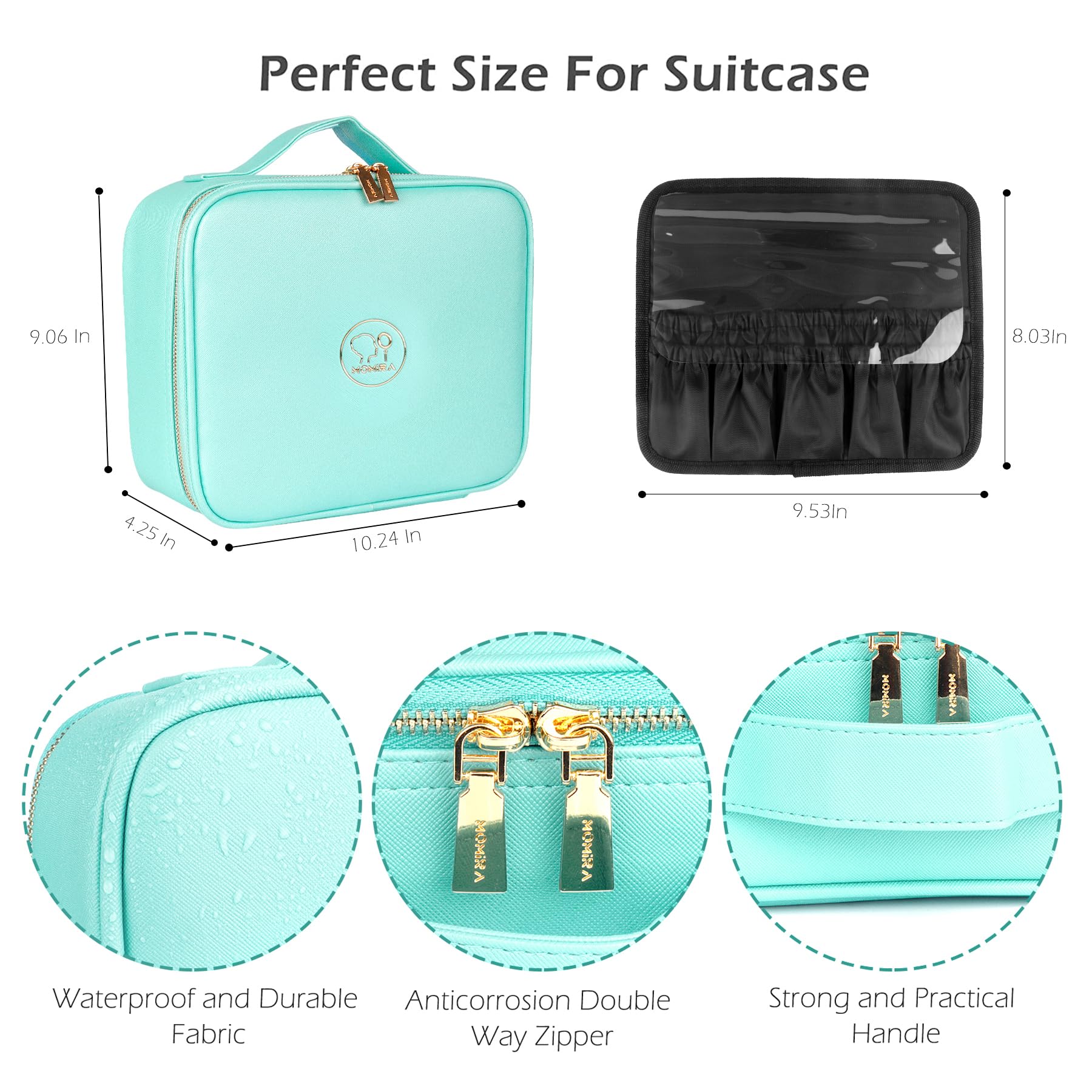 **MOMIRA Large Lighted Mirror Travel Makeup Bag - Waterproof Cosmetic Organizer with Adjustable Brightness, 3 Color Modes - Perfect for Travel, Home, and Gifting**