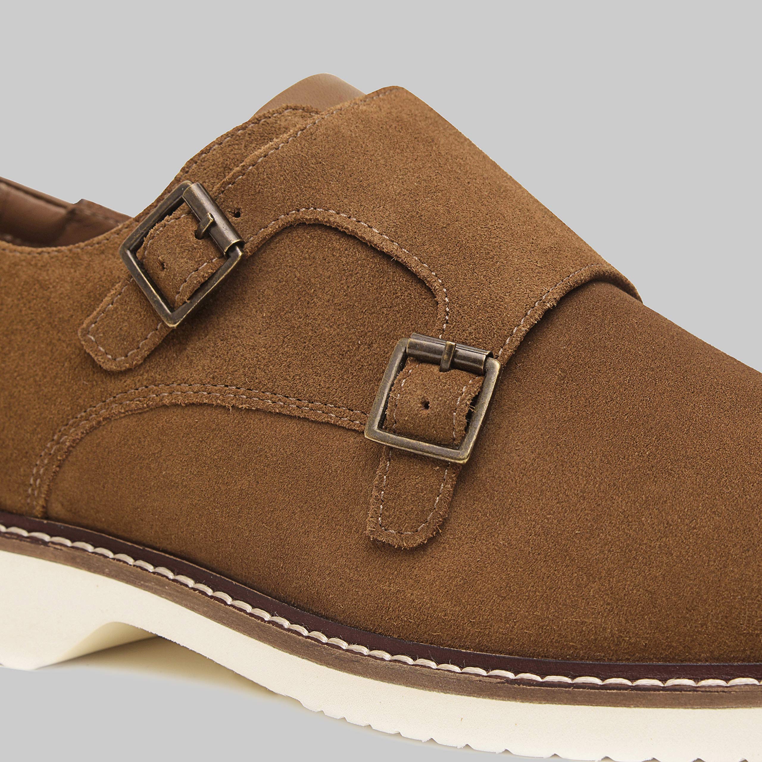 Premium Genuine Leather & Suede Men's Monk Strap Dress Shoes - Handcrafted Luxury Formal & Casual Shoes with Lightweight EVA Sole - Perfect for Business, Weddings & Office Wear