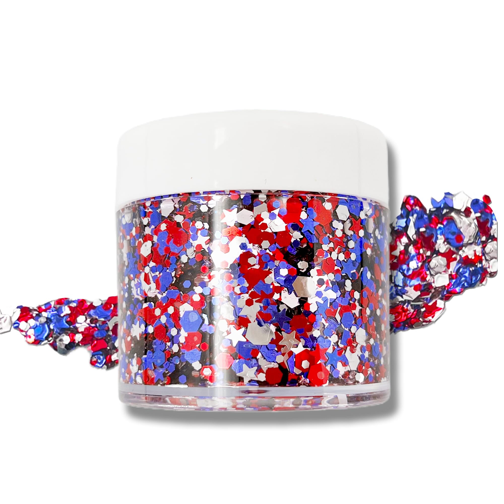 Patriotic Memorial Day Glitter Gel - Color Changing Body, Face, Hair & Lip Makeup with Sparkle Effect Under Light | Perfect for 4th of July, Independence Day & Summer Festivals
