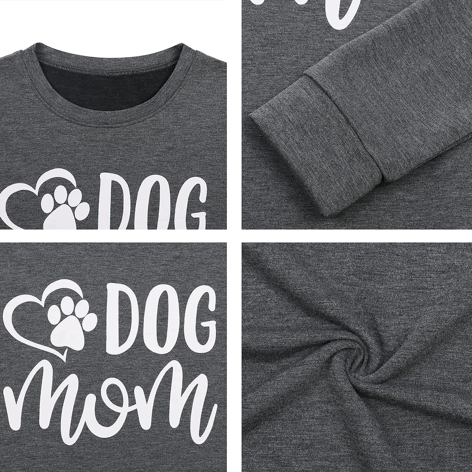 VILOVE Women's Dog Mom Sweatshirt - Cute Paw Print Graphic Pullover Hoodie | Funny Dog Mama Long Sleeve Shirt for Pet Lovers | Perfect for Casual Wear, Dog Walks & Matching with Your Pup