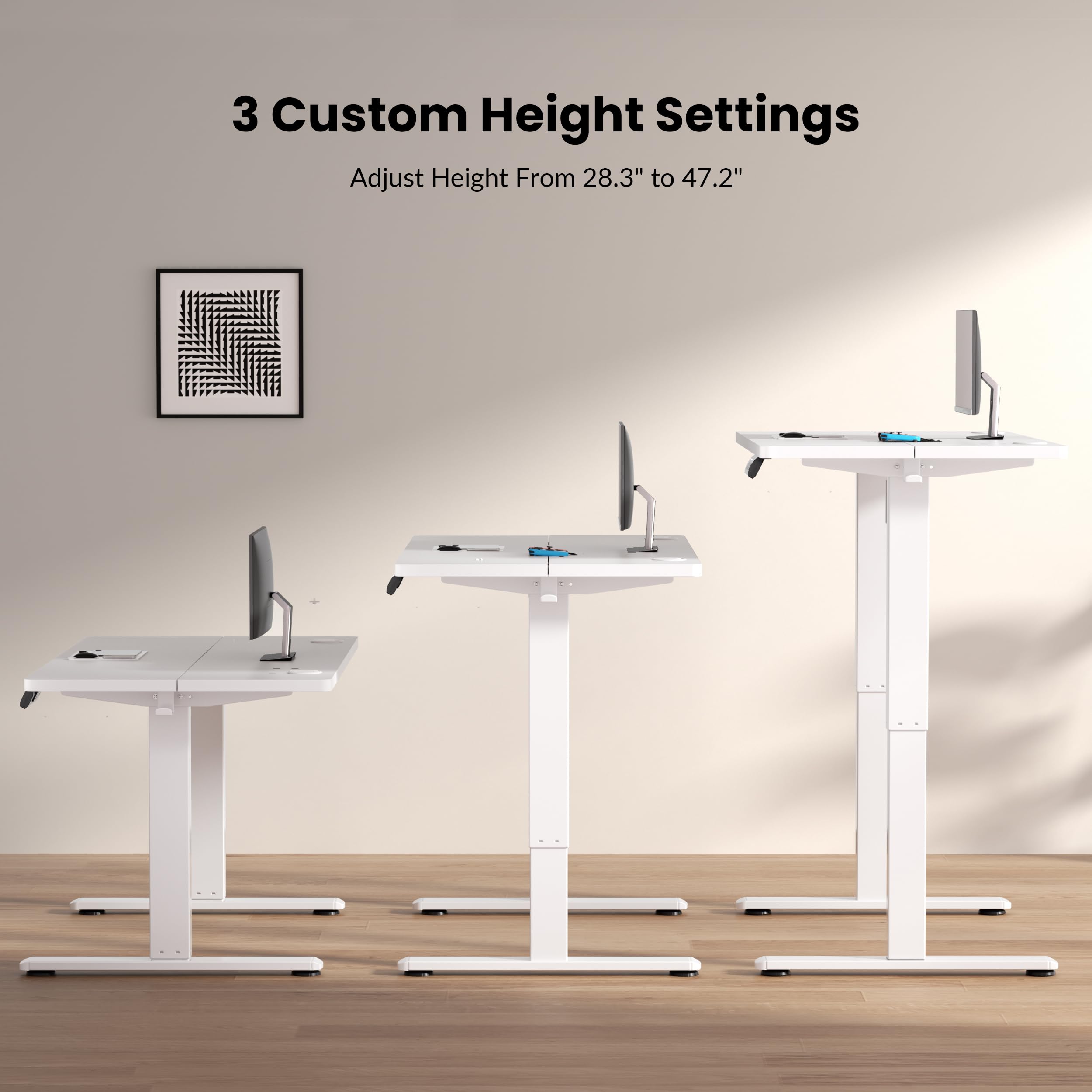 Electric Standing Desk Frame - Adjustable Height Desk Legs with Memory Controller, Up to 47.2