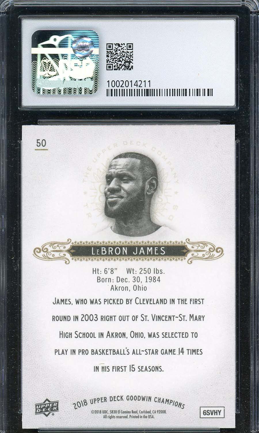 LeBron James 2018 Upper Deck Goodwin Champions Basketball Card #50 CSG 9 Graded - Perfect for NBA Collectors, Sports Memorabilia Display & Investment