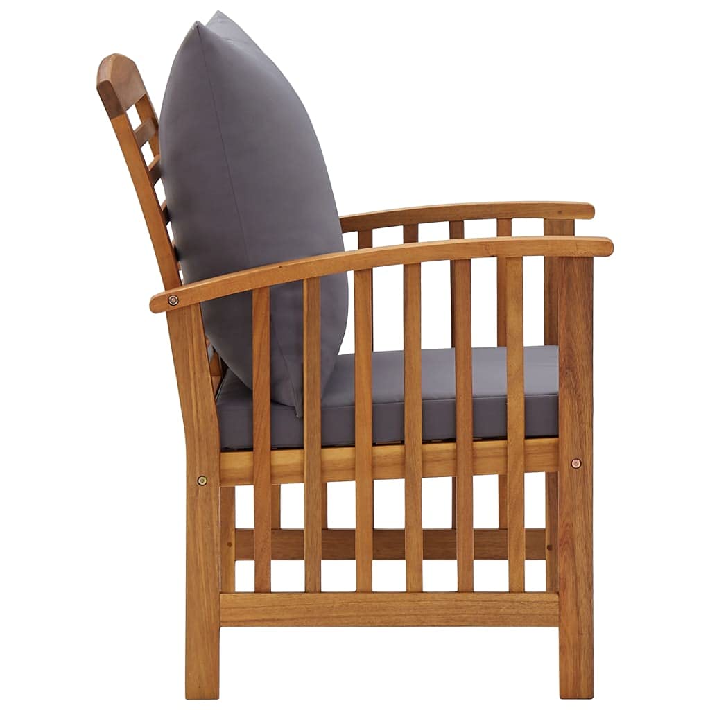 5-Piece VidaXL Patio Furniture Set - Acacia Wood Bench Seat with Coffee Table - Modern Outdoor Dining Set for Garden, Balcony, Porch - Perfect for BBQs, Relaxing & Entertaining Guests