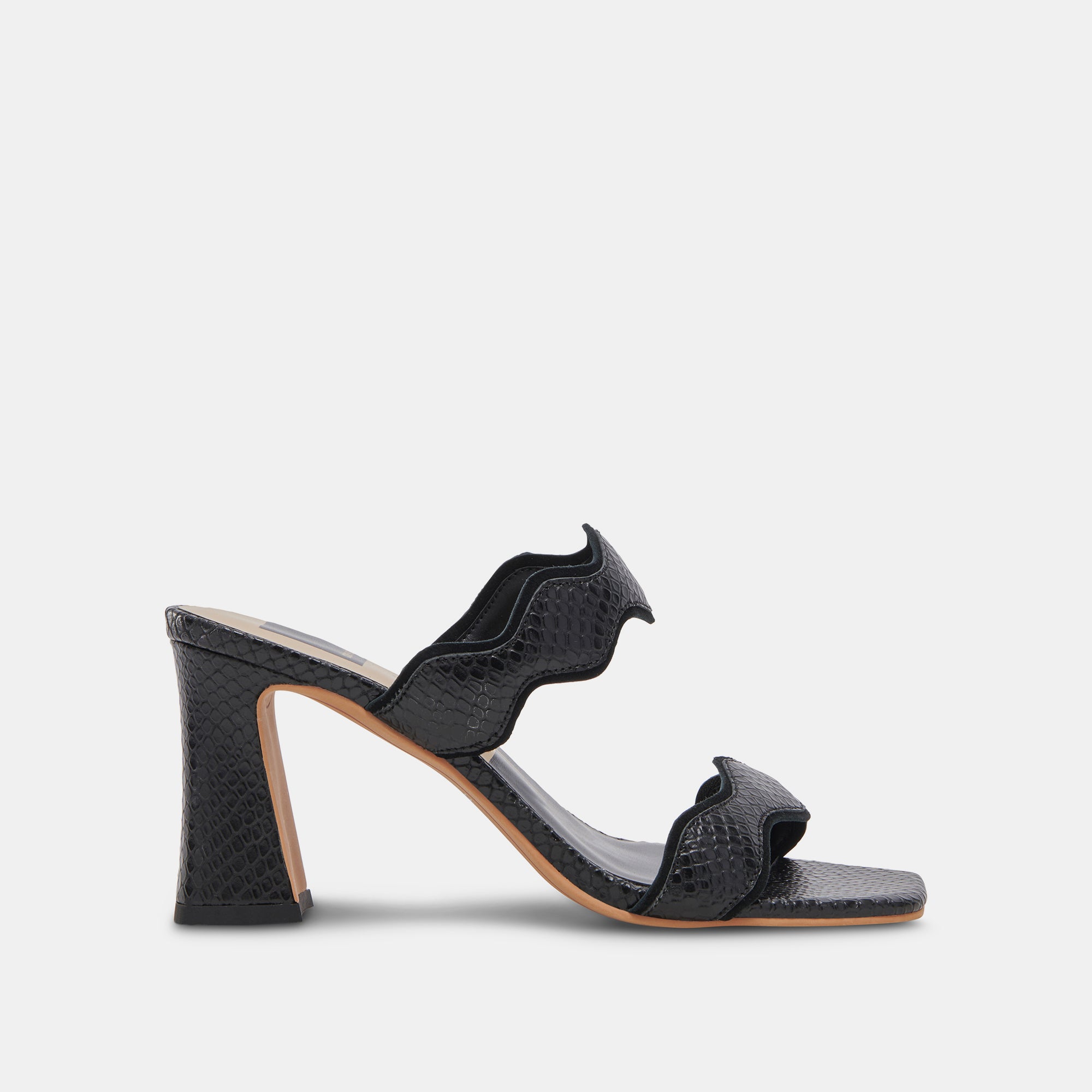 ILVA Women's Wide Heel Onyx Embossed Leather Dress Shoes - Perfect for Office, Party & Special Occasions