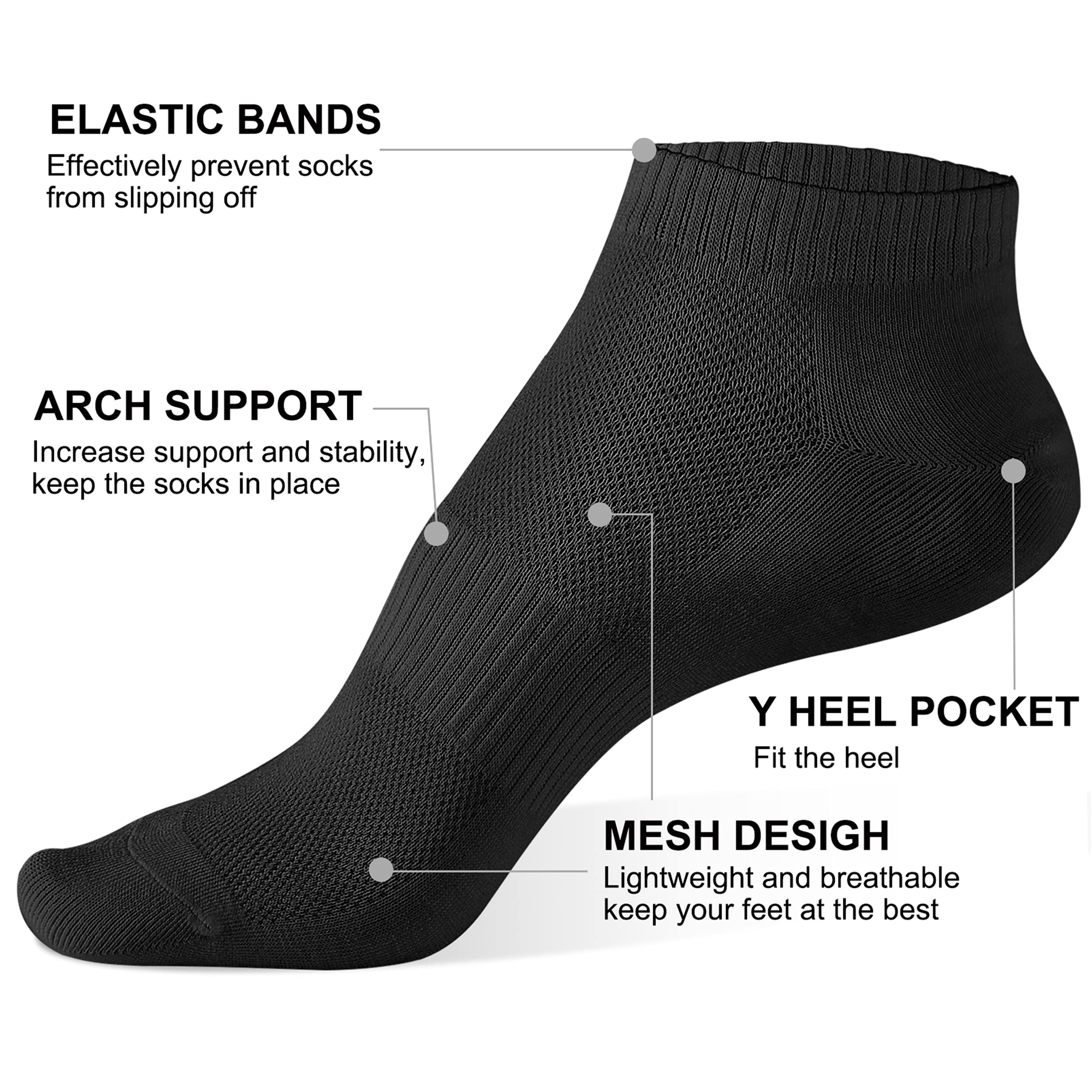 Cozi Foot 5/10 Pairs Women's Ankle Socks - Breathable Athletic No Show Socks for Running, Yoga & Workout - Soft Low Cut Casual Socks for Daily Wear