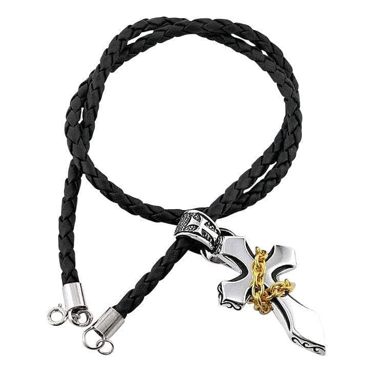 Gothic Cross Pendant for Men - 925 Sterling Silver with Gold Chain | Religious Jewelry, Gothic Style Necklace for Everyday Wear & Special Occasions