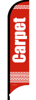 Feather Flag Banner - Red & White Carpet Design | High-Quality Custom Feather Flags for Outdoor Advertising, Car Dealerships & Events | Perfect for Grand Openings, Sales & Promotions