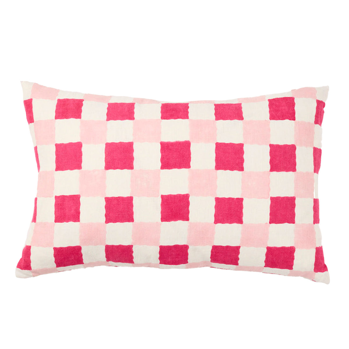 Pink Checkered Cushion Cover - Soft & Stylish Home Decor for Sofa, Bed, and Living Room