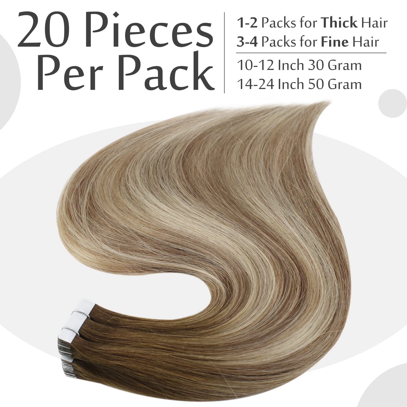 Premium Tape in Hair Extensions 100% Human Hair - Seamless Blending for Length & Volume | Perfect for Weddings, Parties & Everyday Styling