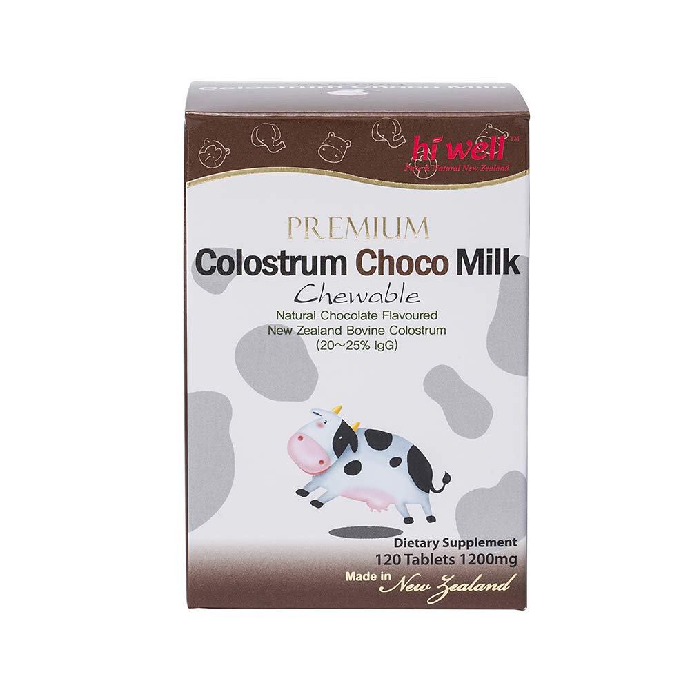 HiWell Premium Colostrum Chocolate Milk Tablets - 240 Count (2 Packs) | Immune Support Supplement for Adults & Kids | Perfect for Travel, Work & Daily Wellness