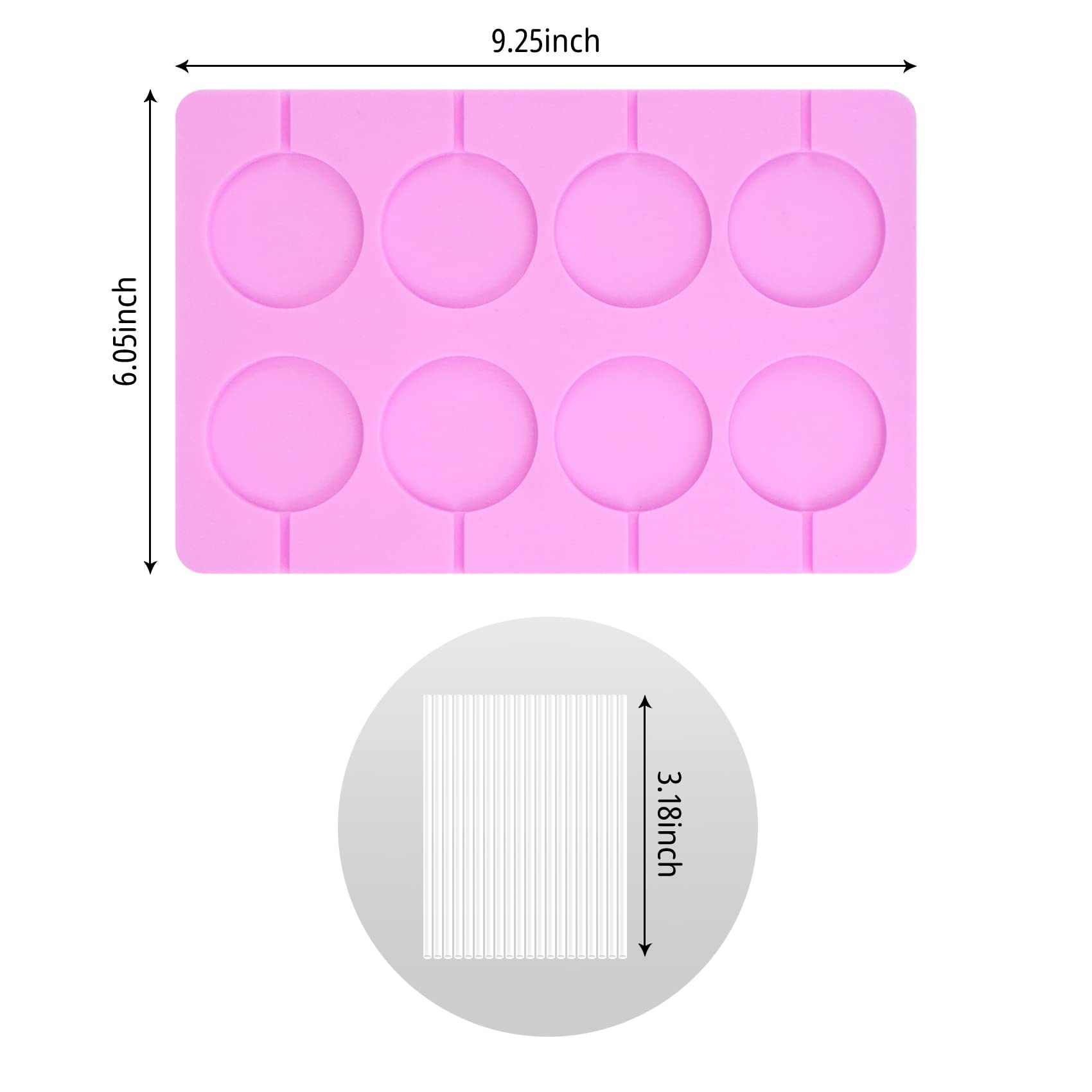 Non-Stick Silicone Lollipop Molds - 2 Round Candy Molds with 40 Lollipop Sticks for DIY Homemade Candies, Party Favors & Baking Decorations