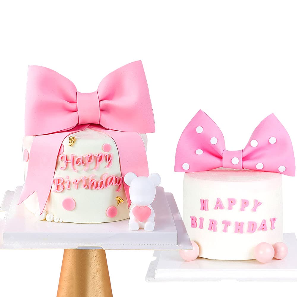 Pink Bow Cake Topper - Elegant Baby Girl Cake Decoration for Birthday & Baby Shower - Adorable EVA Bow for Desserts, Cupcakes, and Special Celebrations