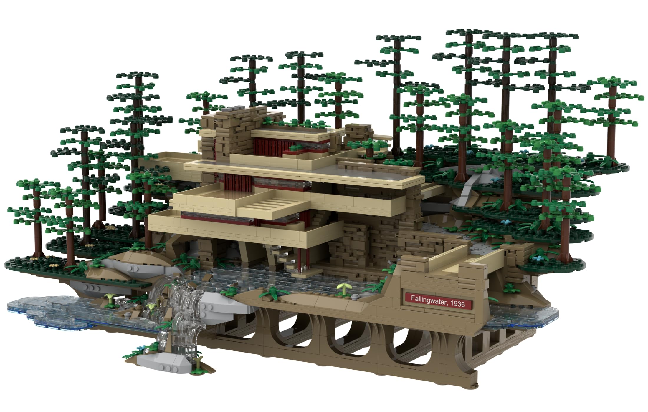 Atom Brick Fallingwater Architectural Building Set - 3D Puzzle Model Kit for Adults & Teens - Perfect for Home Decor, Gift, and STEM Learning
